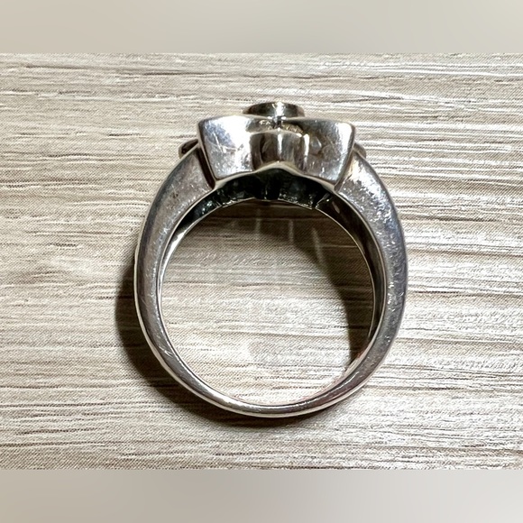 Nancy & David Sterling Silver & 14K Gold Blue Topaz & Sapphire Ring, Size 8 - Picture 6 of 10